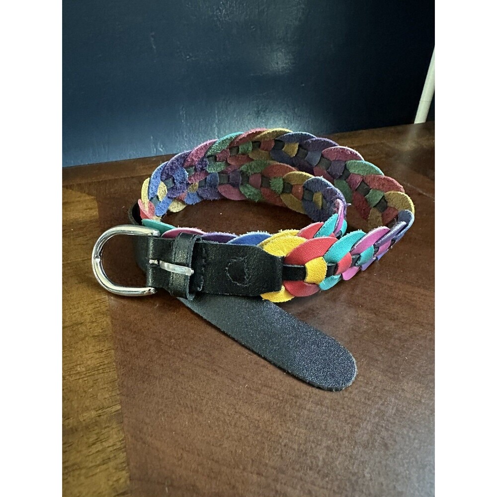 Leather Multi Colored Circled Red Green Purple Pink Yellow Blue Boho Hippie Belt
